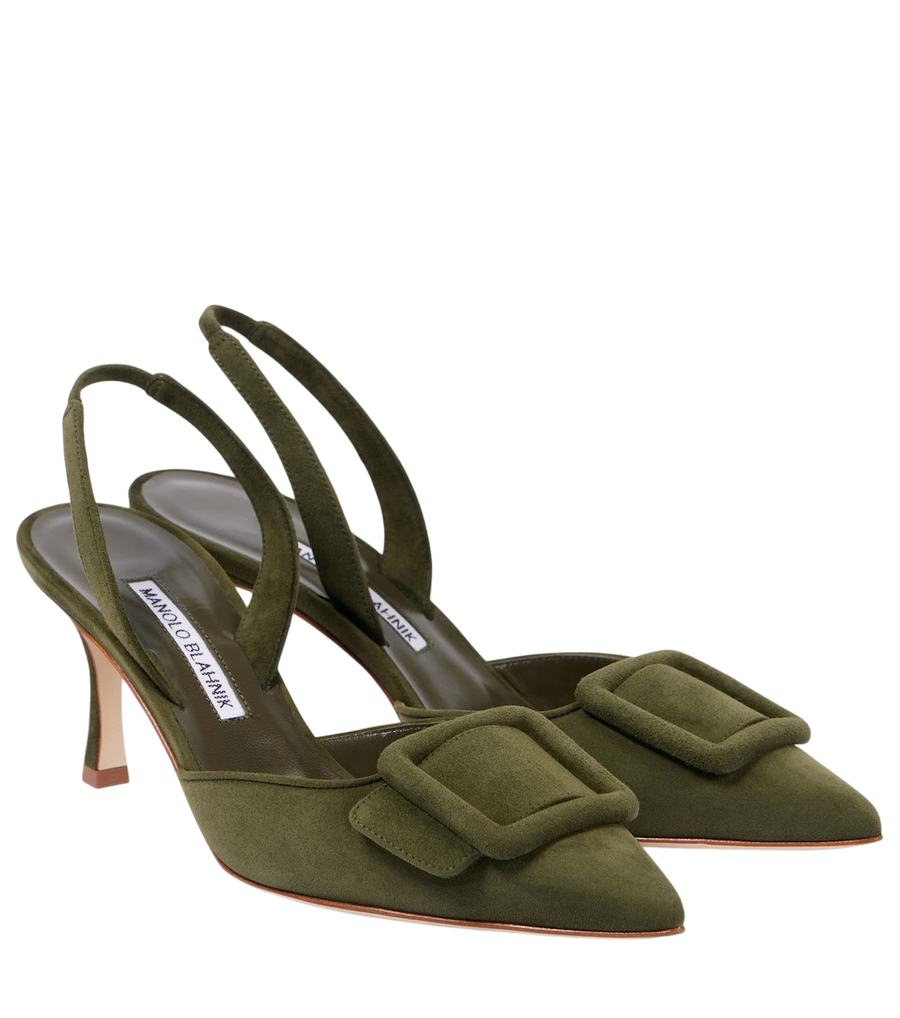 Manolo Blahnik Décolleté slingback in camoscio Maysli