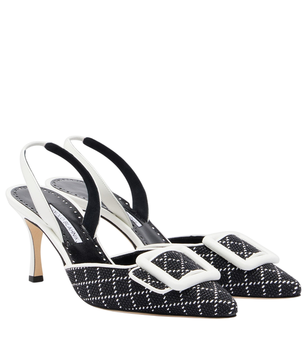 Escarpins slingback Manolo Blahnik Mayslibi effet raphia