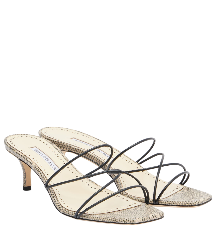 Manolo Blahnik Ninfe 50 mules in pelle effetto serpente