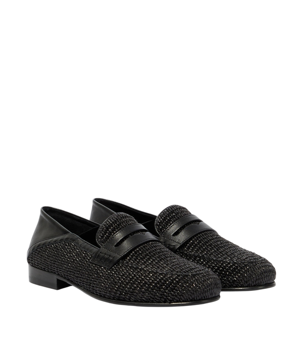 Manolo Blahnik Padstow raffia and leather loafers