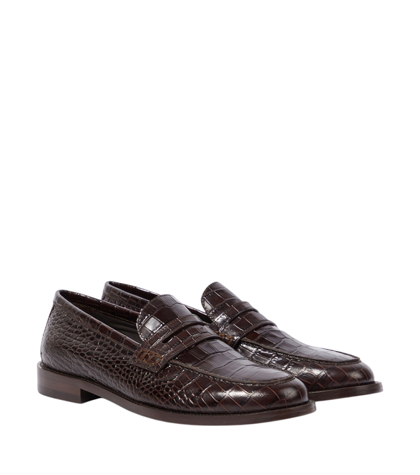 Manolo Blahnik Perry croc-effect leather penny loafers