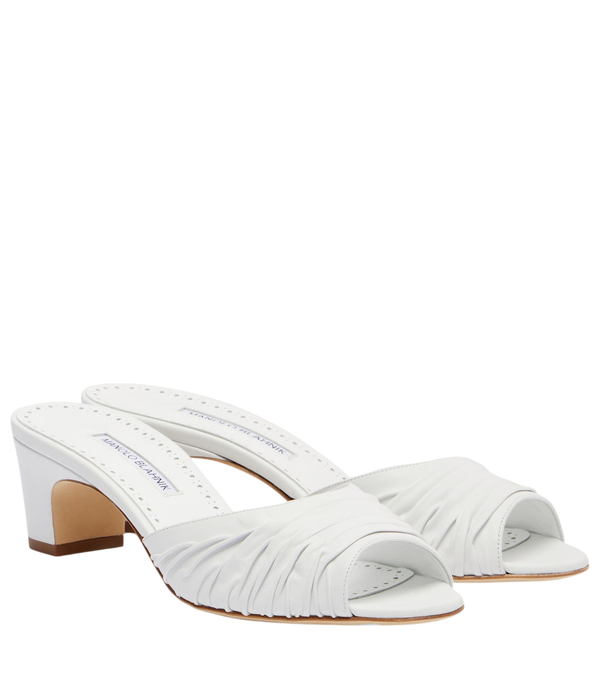Manolo Blahnik Piruabar 50 ruched leather mules