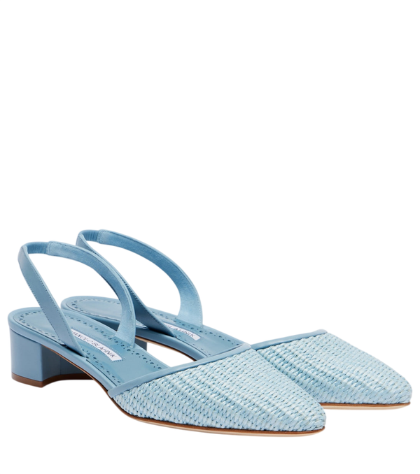 Manolo Blahnik Raffro raffia slingback pumps