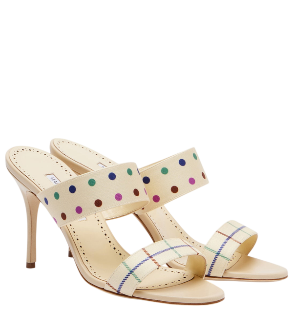Manolo Blahnik Ralotapla printed satin mules