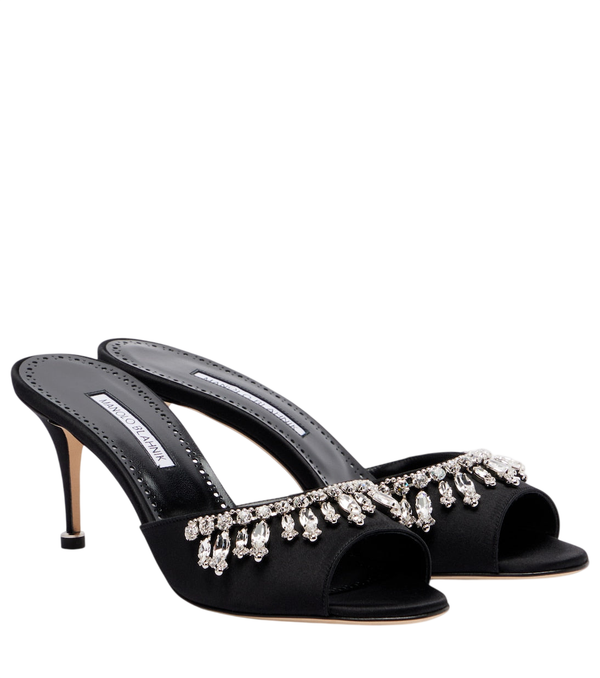 Manolo Blahnik Tulimu 70 embellished satin mules