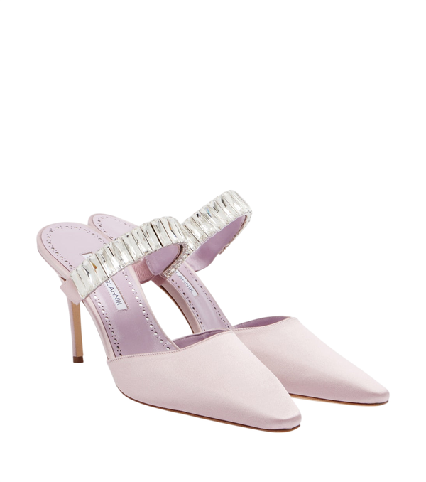 Manolo Blahnik Zumbon embellished satin mules