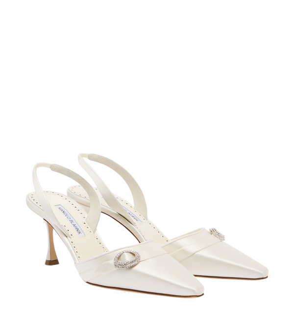 Manolo Blahnik Zutoslipla embellished satin slingback pumps
