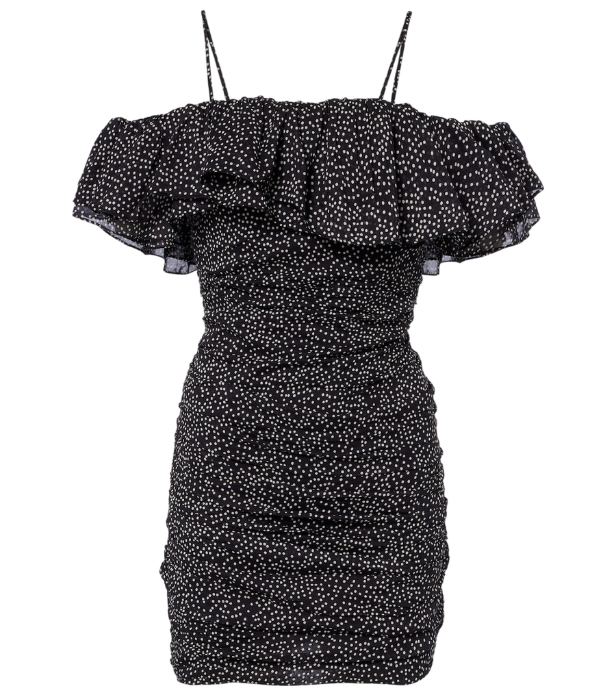 Marant Etoile Davilia draped polka-dot cotton minidress