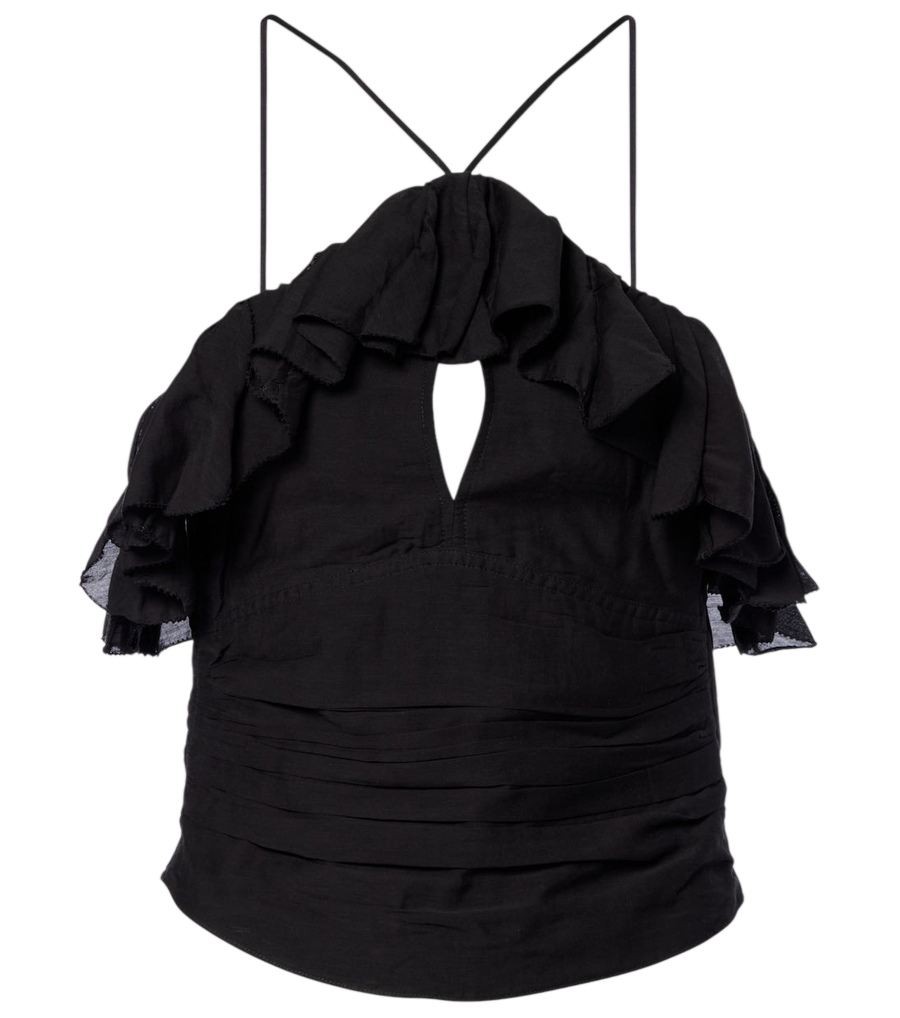 Marant Etoile Djimia halterneck cotton-blend voile top