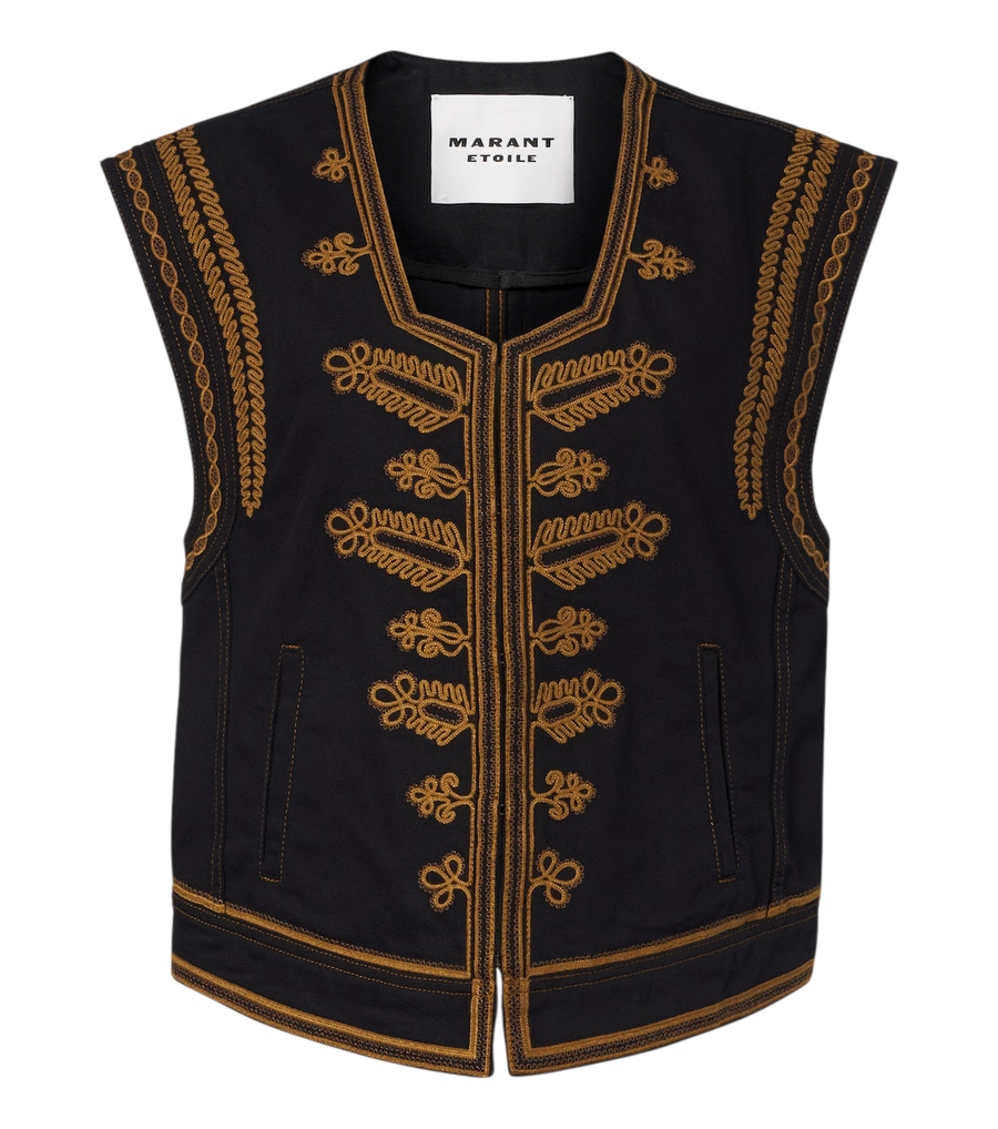 Marant Etoile Edmee embroidered denim vest