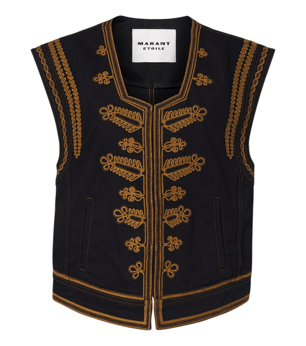 Marant Etoile Edmee embroidered denim vest