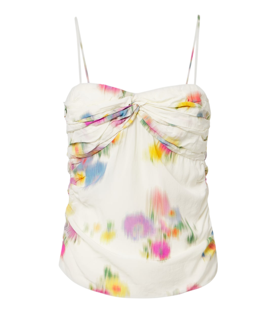 Top de satén con fruncido y estampado floral de Marant Etoile