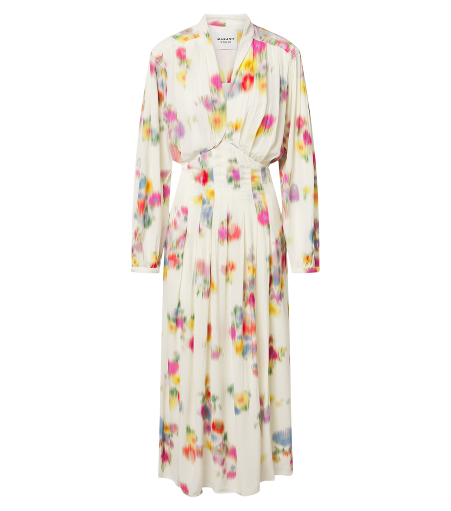Marant Etoile Abito midi floreale plissettato in raso