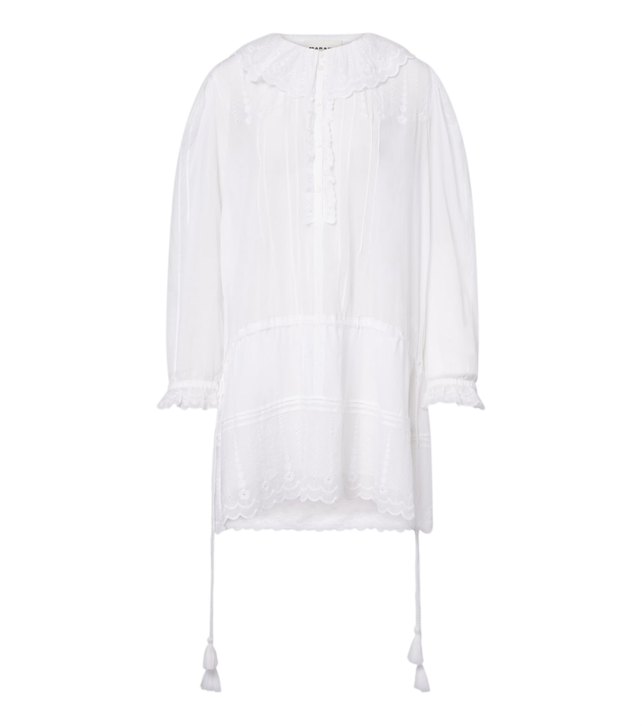 Minivestido de voile de algodón bordado Lenora de Marant Etoile