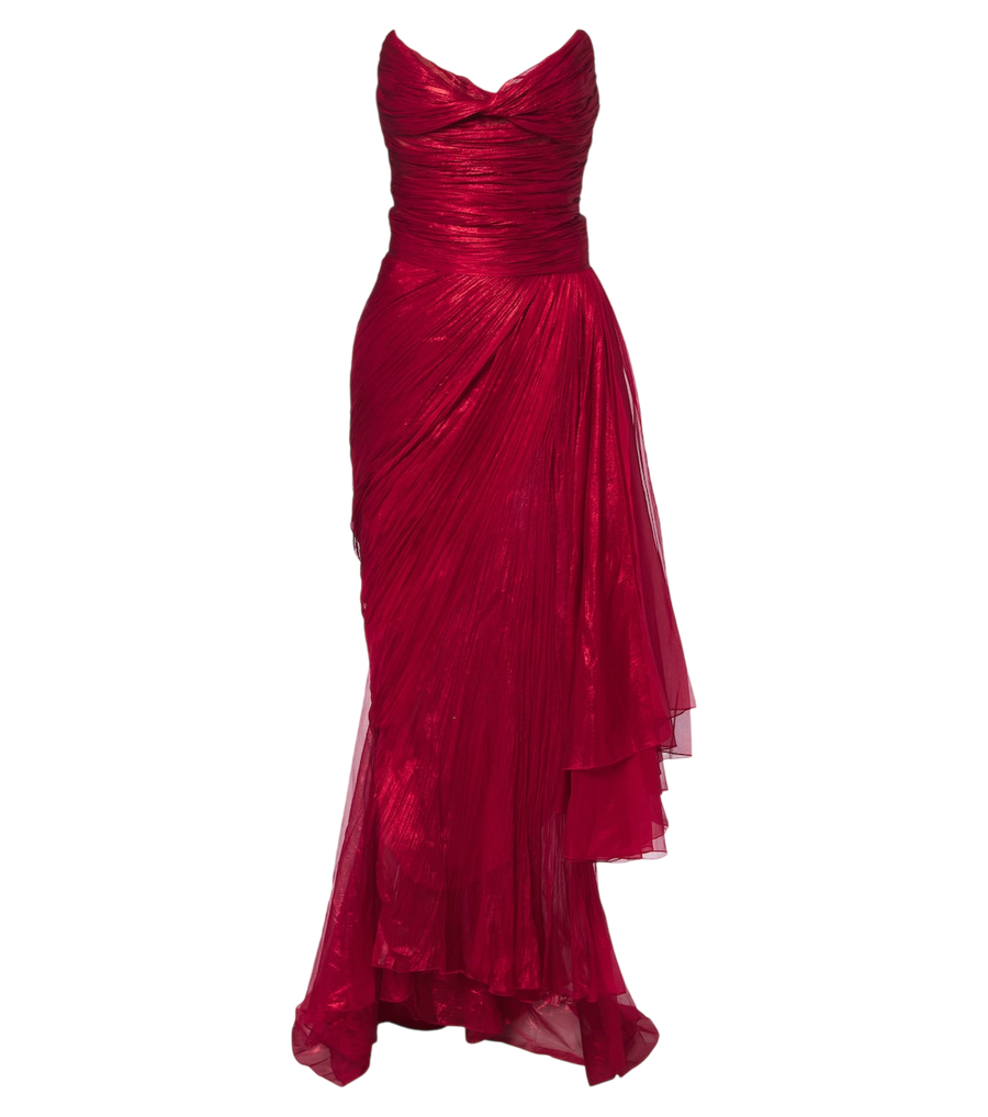 Vestido bustier de seda plisada Maria Lucia Hohan Heidi