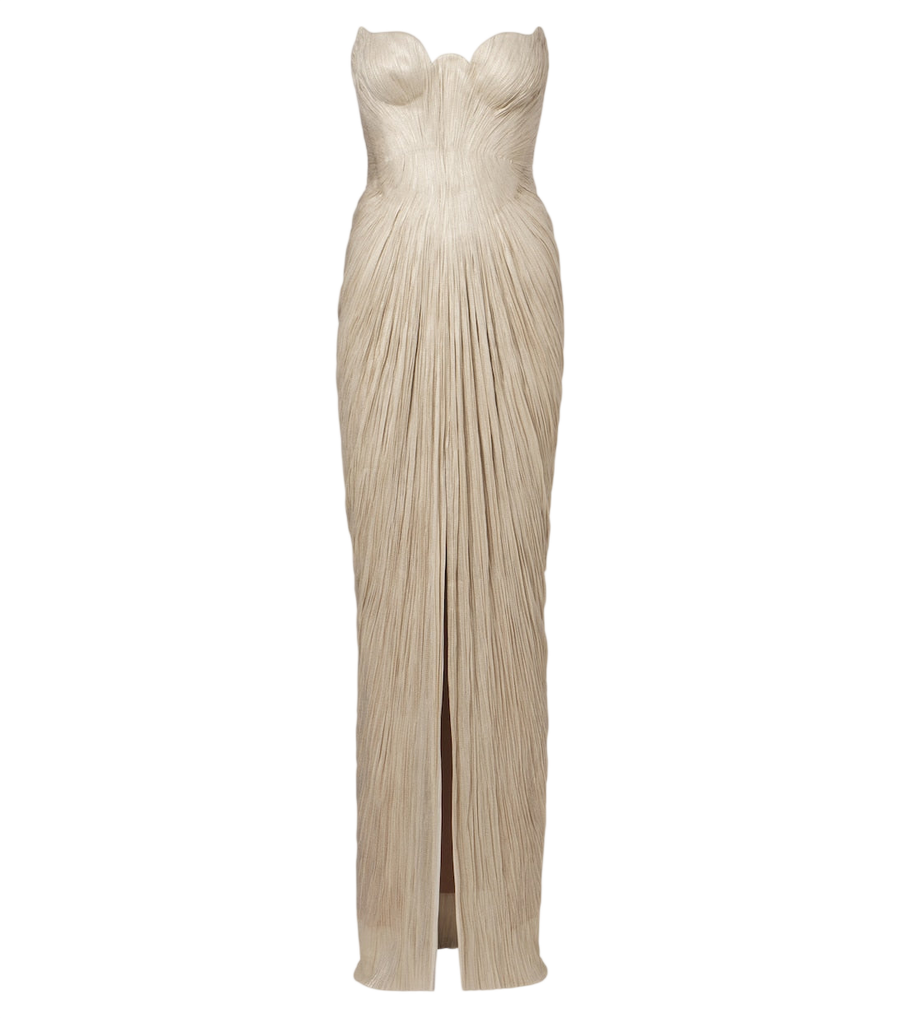 Maria Lucia Hohan Jasleen pleated silk bustier gown