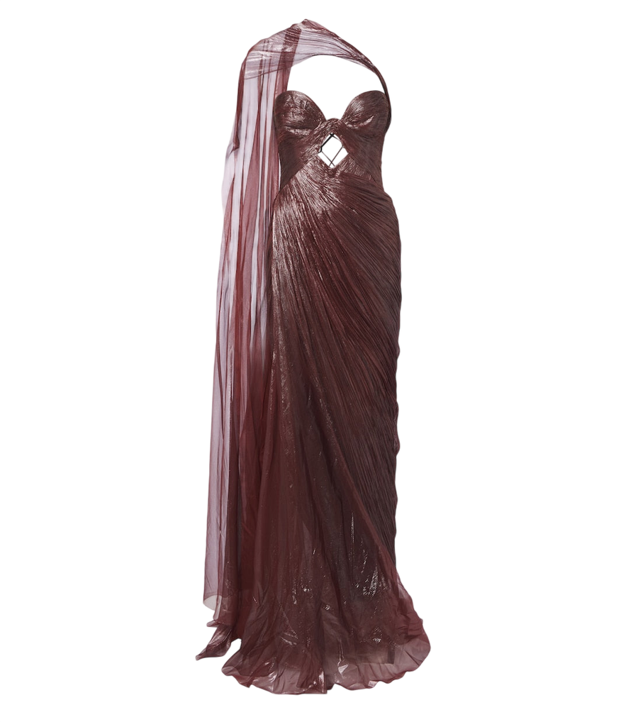 Robe bustier en soie à détails foulard Zephyra de Maria Lucia Hohan