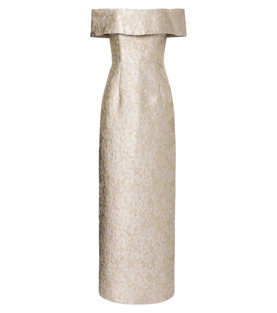 Markarian Clover floral brocade bustier gown