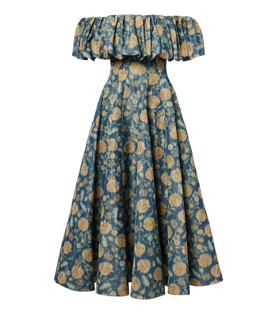 Markarian Freesia floral off-shoulder bustier dress