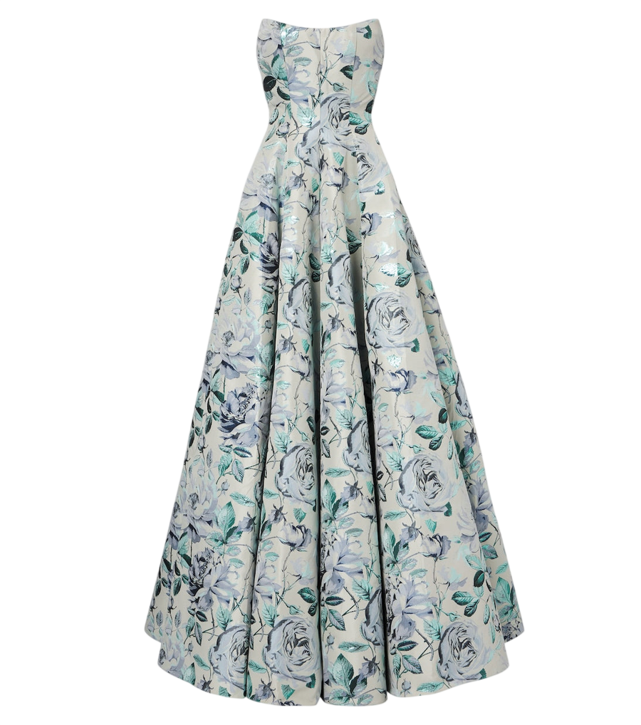 Vestido de bustier de brocado floral Markarian Laila