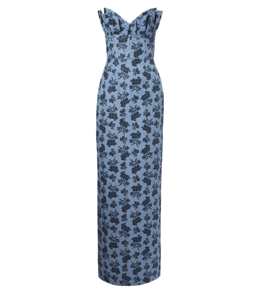 Markarian Rita floral cotton-blend bustier gown