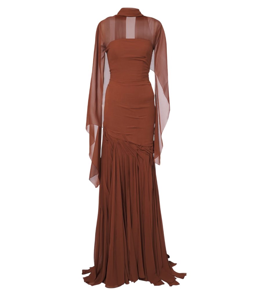 Marmar Halim Draped georgette bustier gown