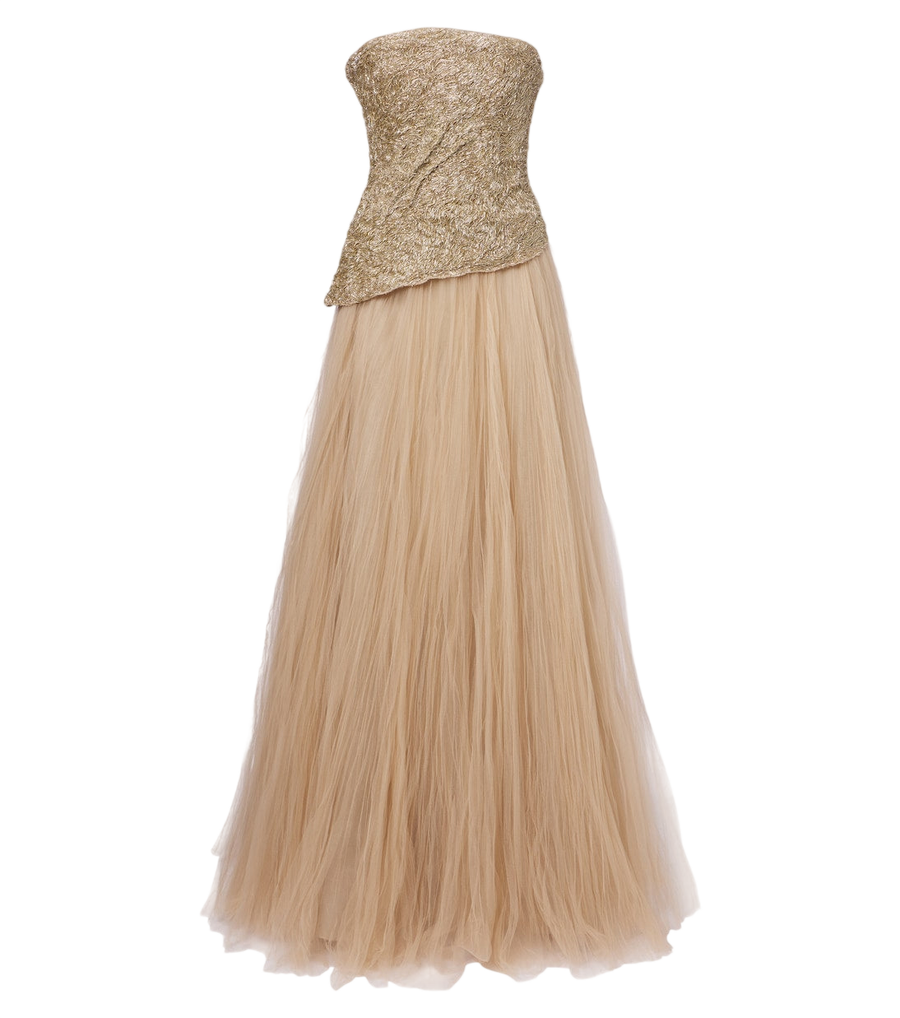 Marmar Halim Embroidered pleated tulle gown