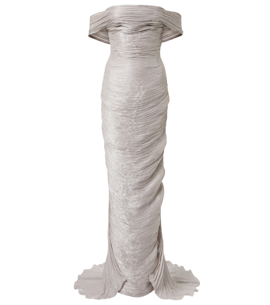 Marmar Halim Off-shoulder pleated bustier gown