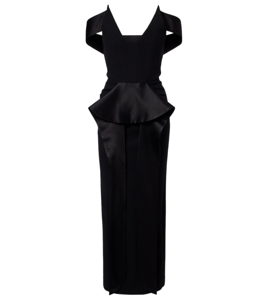 Maticevski Barrier off-shoulder satin midi dress