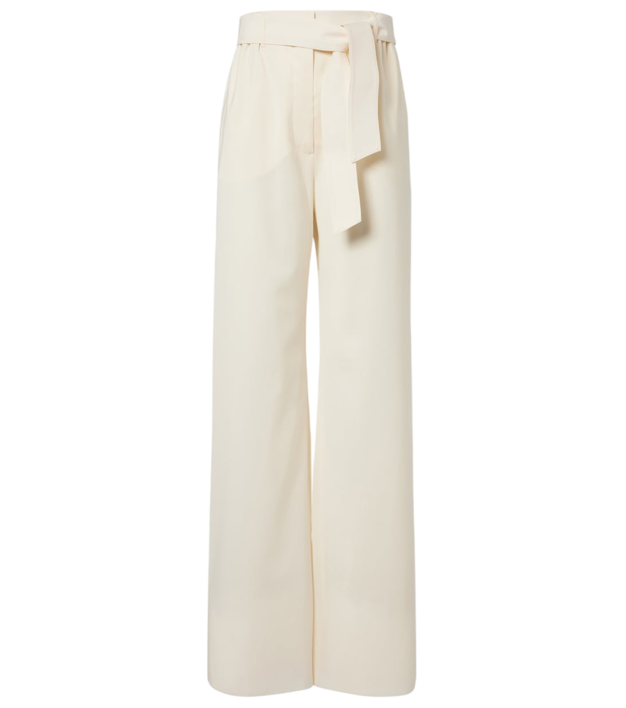 Max Mara Belted virgin wool wide-leg pants