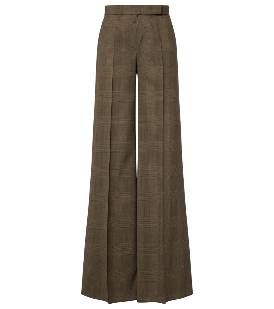 Max Mara Checked virgin wool wide-leg pants