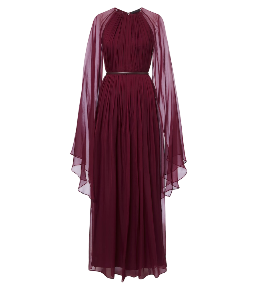 Robe longue en mousseline de soie à ceinture Max Mara Elegante