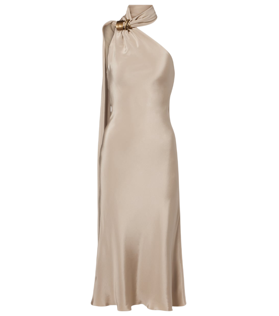 Max Mara Elegante one-shoulder silk crêpe midi dress