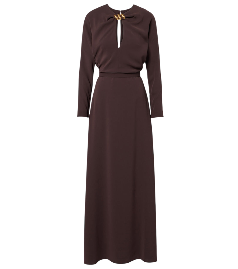 Max Mara Vestido comprido em cady com aplicações