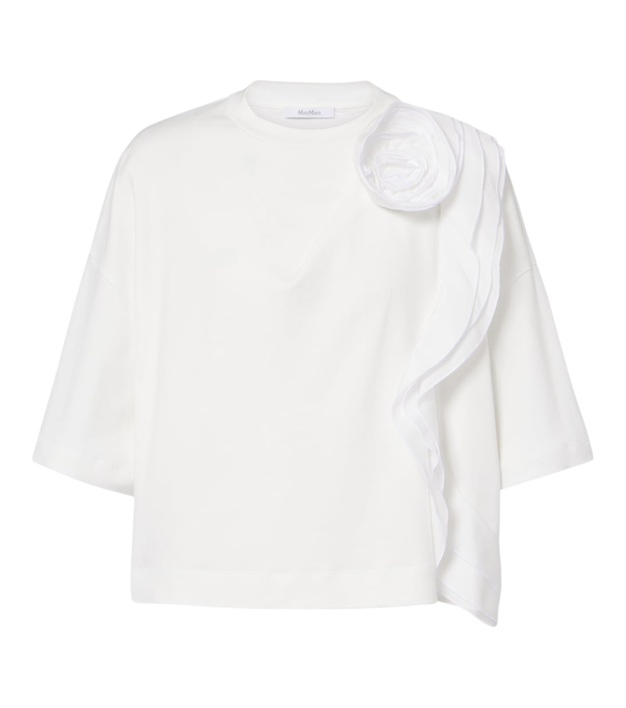 Camiseta de punto de algodón con aplicación floral de Max Mara