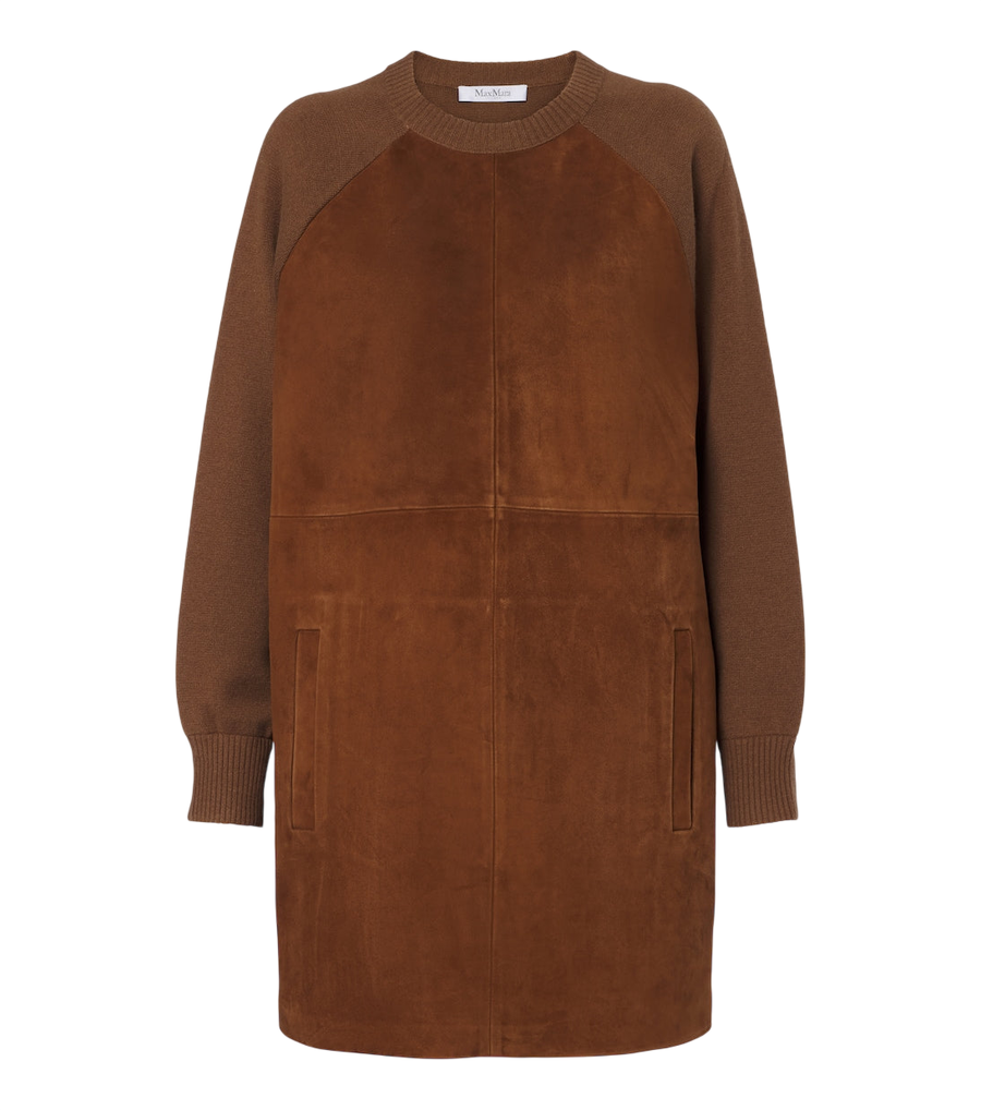 Vestido tipo suéter de lana y cachemir con ribetes de piel de Max Mara