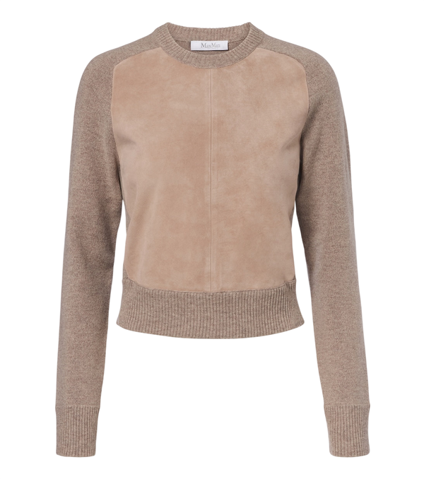 Max Mara Leather-trimmed wool and cashmere sweater