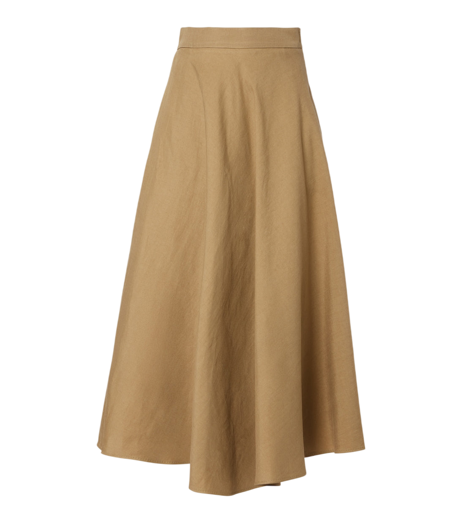 Max Mara Gonna midi in twill di lino e seta