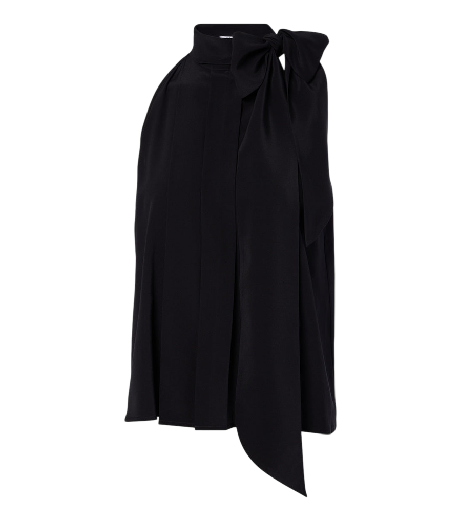 Max Mara Pleated tie-neck silk crêpe de chine top