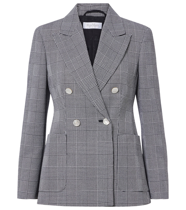 Max Mara Prince of Wales check virgin wool blazer