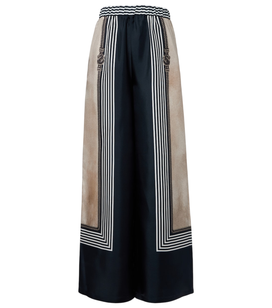 Max Mara Printed silk twill palazzo pants