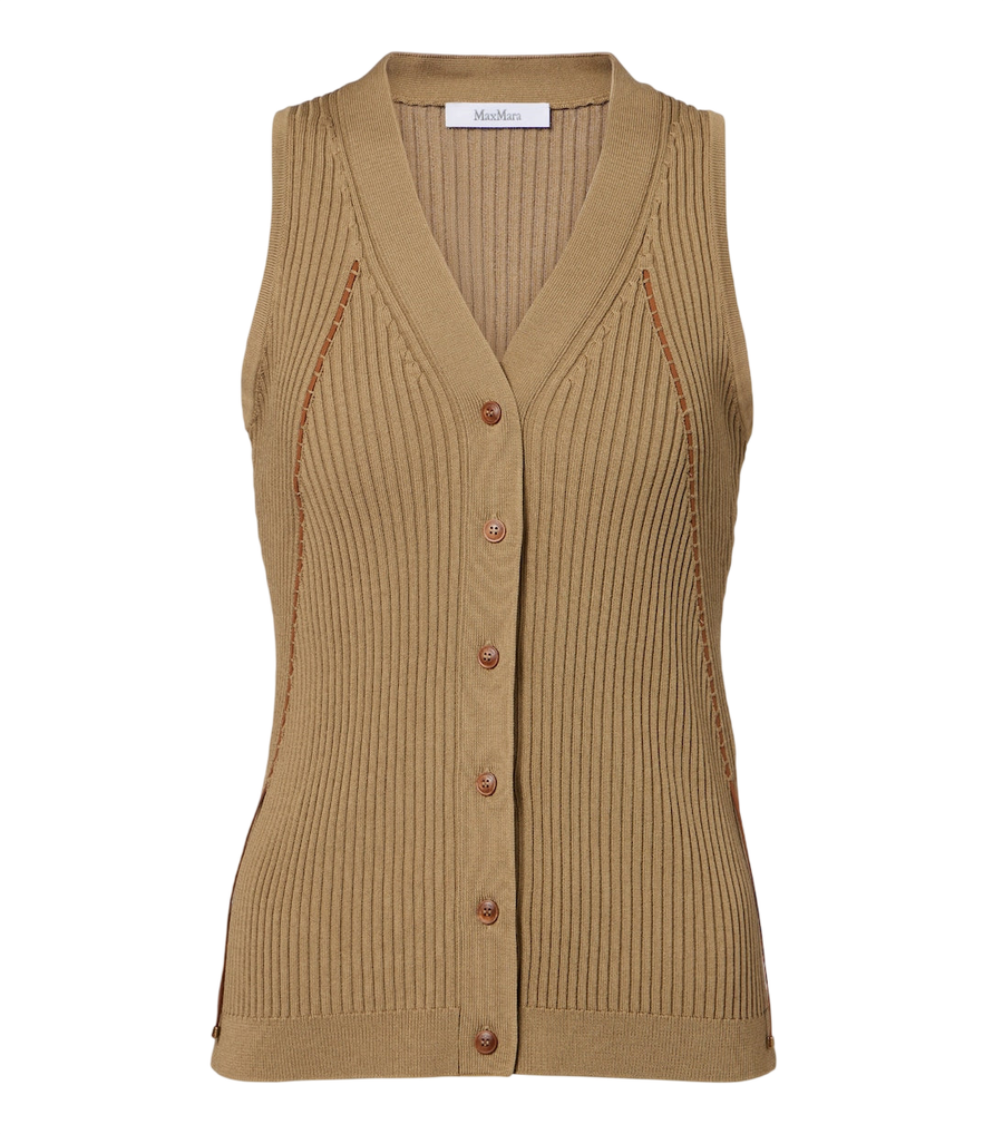 Max Mara Ribbed knit cotton-blend top