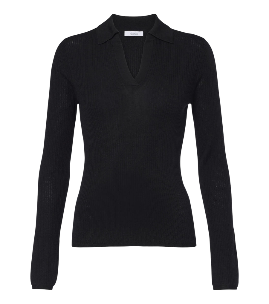 Max Mara Ribbed-knit silk and cashmere polo sweater