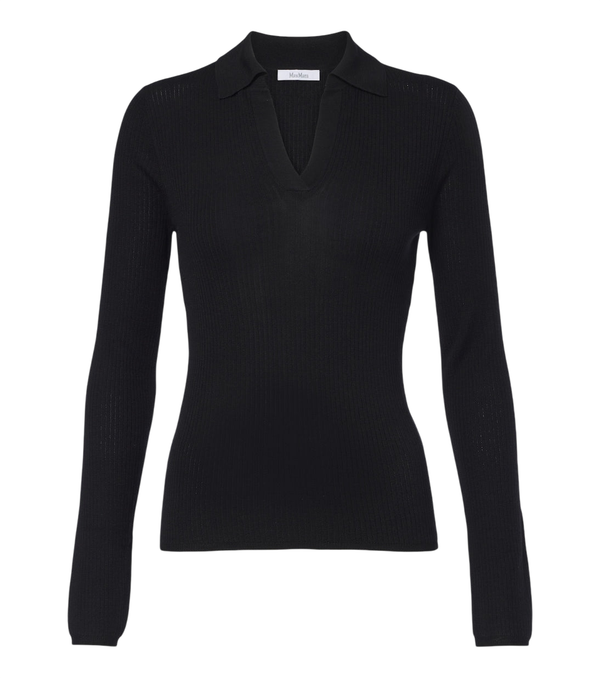 Max Mara Ribbed-knit silk and cashmere polo sweater