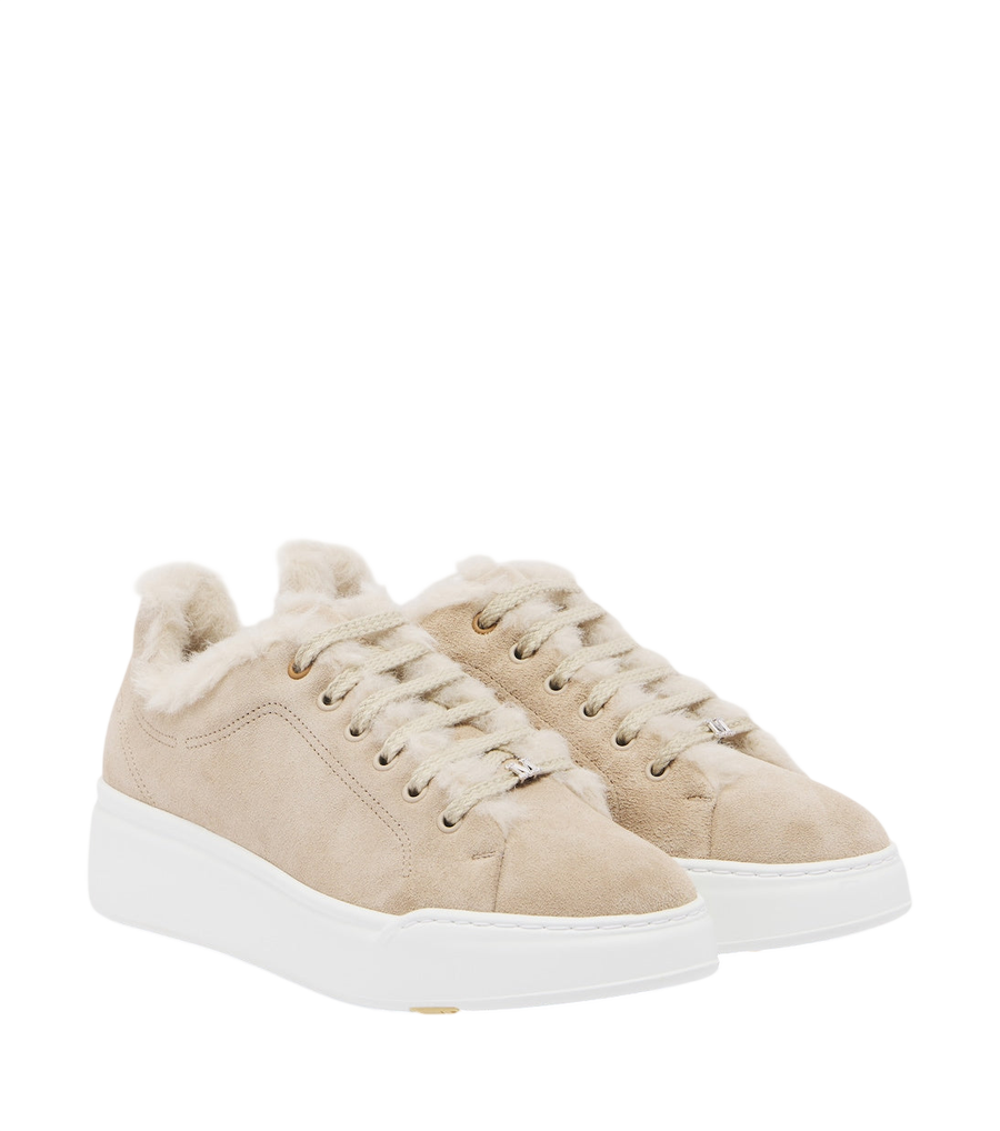 Baskets basses en daim doublées de peau lainée Max Mara