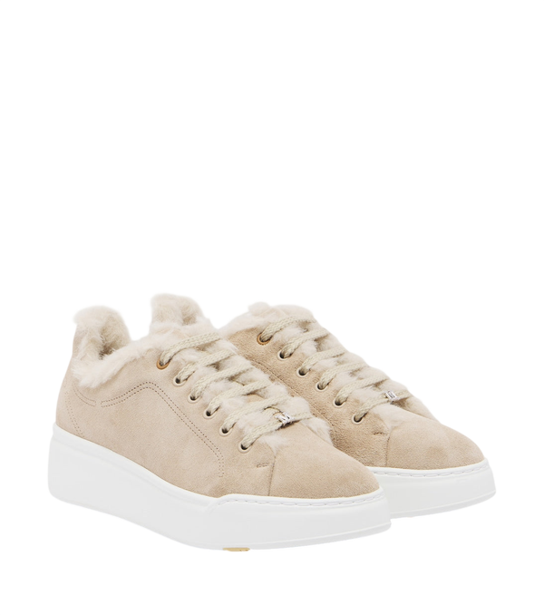 Max Mara Shearling-lined suede low-top sneakers