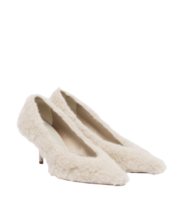 Max Mara Sapatos de salto em pele de carneiro com pelo
