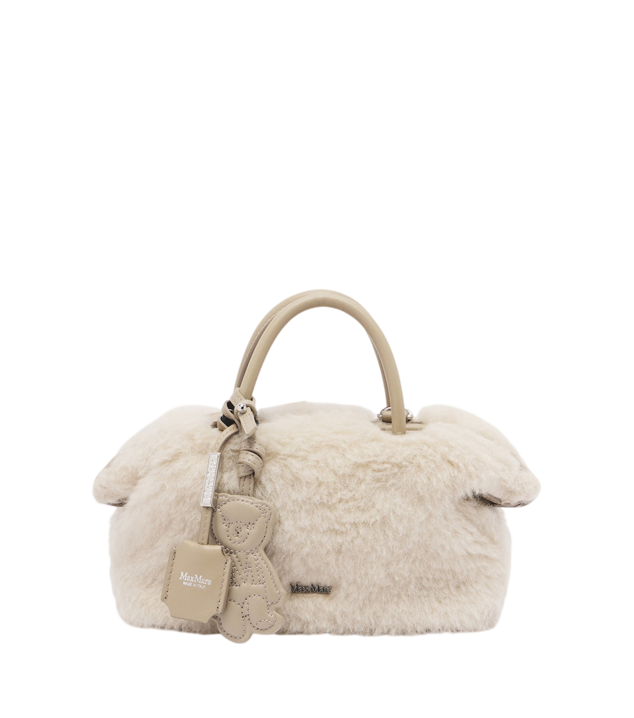 Max Mara Small leather-trimmed teddy top-handle bag