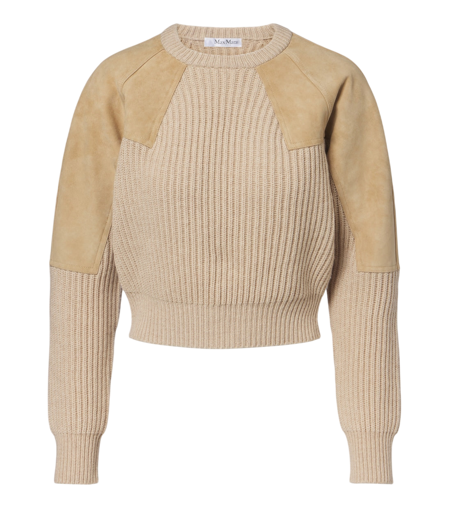 Max Mara Suede-paneled wool and cashmere sweater