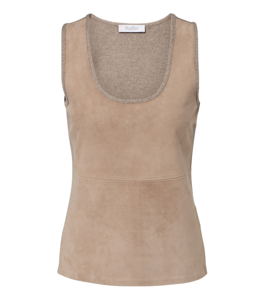 Max Mara Wool and cashmere-paneled suede top